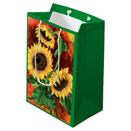 Mooie zonnebloemen Gift Bag Medium Cadeauzakje (Achterkant Gekanteld)