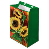 Mooie zonnebloemen Gift Bag Medium Cadeauzakje (Voorkant Gekanteld)