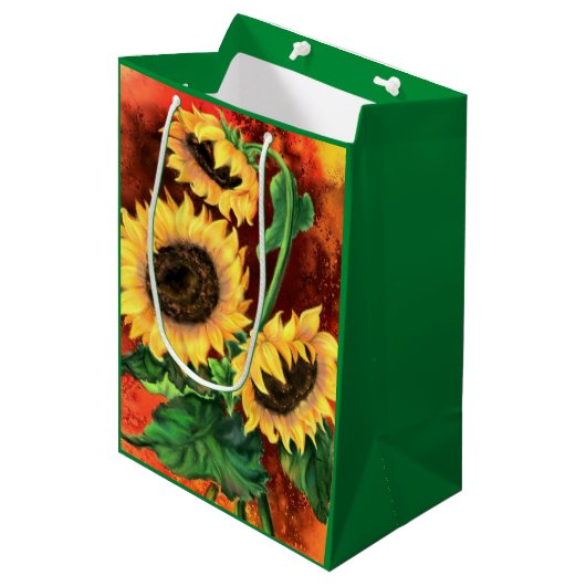 Mooie zonnebloemen Gift Bag Medium Cadeauzakje (Voorkant Gekanteld)