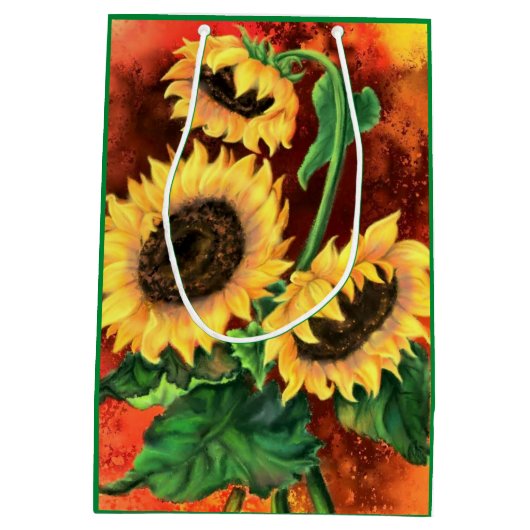 Mooie zonnebloemen Gift Bag Medium Cadeauzakje (Achterkant)