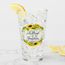 Mooie zonnebloemen glas