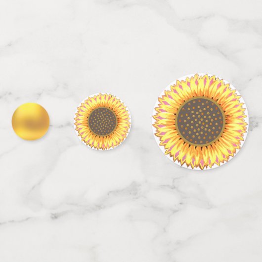 Mooie zonnebloemen & goud confetti (Achterkanten)