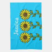 Mooie Zonnebloemen Illustratie Gepersonaliseerde N Theedoek (Verticaal)