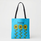 Mooie Zonnebloemen Illustratie Gepersonaliseerde N Tote Bag (Voorkant)