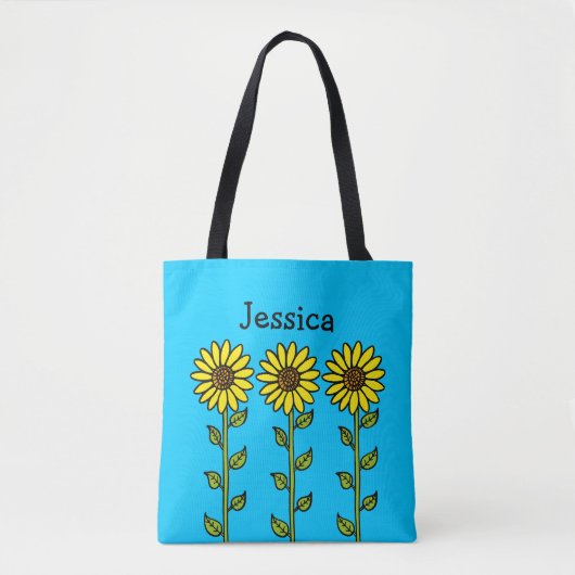 Mooie Zonnebloemen Illustratie Gepersonaliseerde N Tote Bag (Voorkant)
