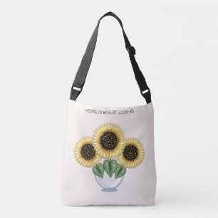 Mooie zonnebloemen in een vaas Kunst Crossbody Tas