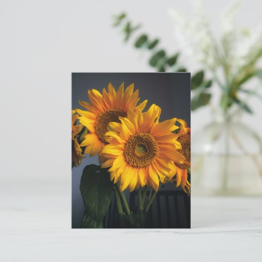 Mooie Zonnebloemen in Vase Briefkaart (Staand voorkant)