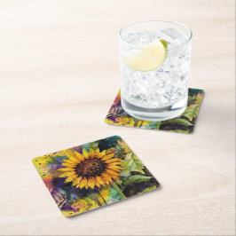 Mooie zonnebloemen in Waterverf Kartonnen Onderzetters