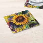 Mooie zonnebloemen in Waterverf Kartonnen Onderzetters (Schuin)
