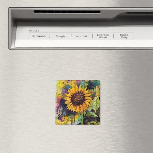 Mooie zonnebloemen in Waterverf Magneet (Insitu (Vaatwasser))