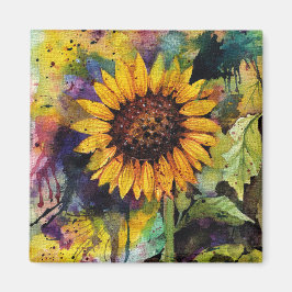 Mooie zonnebloemen in Waterverf Magneet