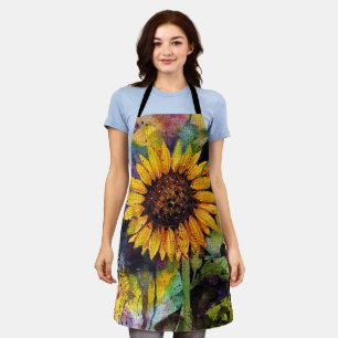 Mooie zonnebloemen in Waterverf Schort