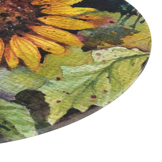 Mooie zonnebloemen in Waterverf Snijplank (Hoek)