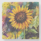Mooie zonnebloemen in Waterverf Stenen Onderzetter (Voorkant)