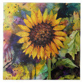Mooie zonnebloemen in Waterverf Tegeltje (Voorkant)