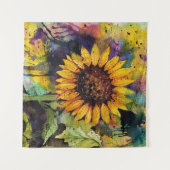 Mooie zonnebloemen in Waterverf Wandkleed (Voorkant (horizontaal))