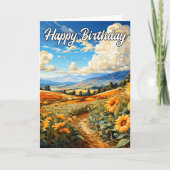 Mooie zonnebloemen op een mooie bewolkte dag kaart (Voorkant)