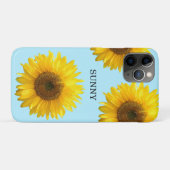 Mooie zonnebloemen op lichtblauw Case-Mate iPhone case (Achterkant (horizontaal))