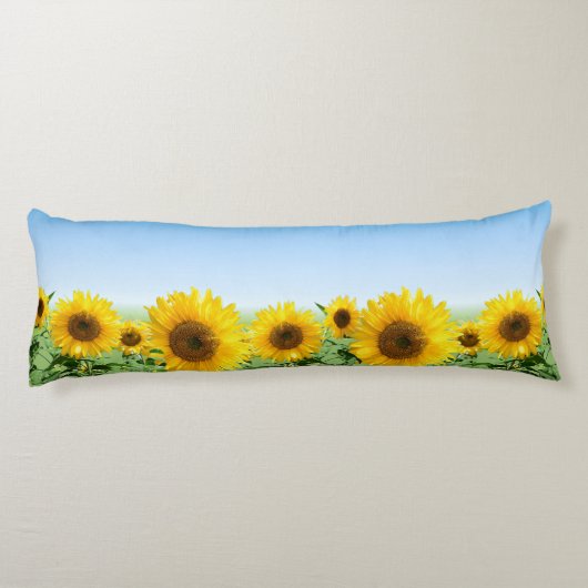 Mooie zonnebloemen op Sky Blue Body Pillow Lichaamskussen (Achterkant)