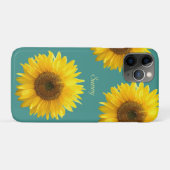 Mooie zonnebloemen op turquoise Case-Mate iPhone case (Achterkant (horizontaal))