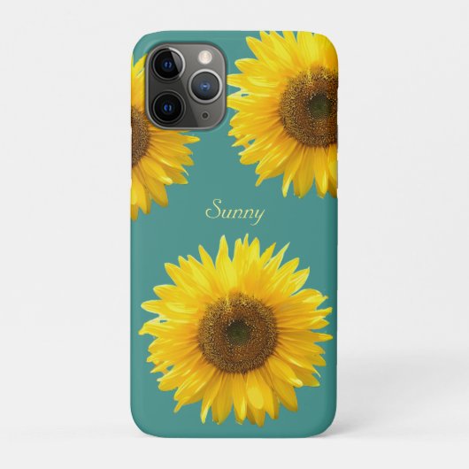 Mooie zonnebloemen op turquoise Case-Mate iPhone case (Achterkant)