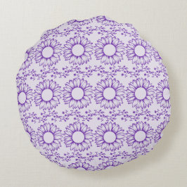 Mooie Zonnebloemen Outline Rond Kussen
