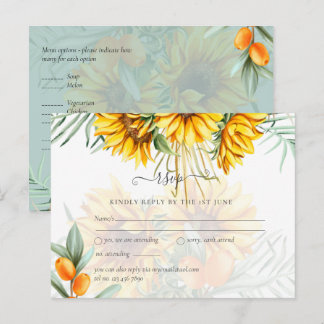 Mooie Zonnebloemen Pampas Gras Bruiloft Briefkaart