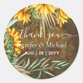 Mooie Zonnebloemen Pampas Gras Bruiloft Ronde Sticker