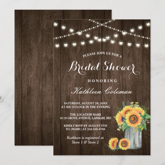 Mooie zonnebloemen Rustisch Vrijgezellenfeest Kaart (Voorkant / Achterkant)