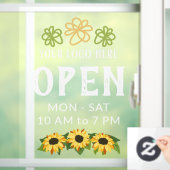 Mooie zonnebloemen Uw logo Openingstijden Raamsticker (Huis)