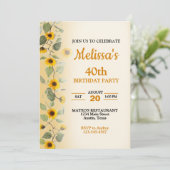 Mooie Zonnebloemen Verjaardag Uitnodiging (Staand voorkant)