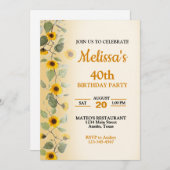 Mooie Zonnebloemen Verjaardag Uitnodiging (Voorkant / Achterkant)