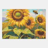 Mooie Zonnebloemen Zomer Verjaardag Giftwrap 3 Inpakpapier Vel (Voorkant)