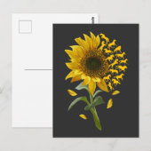 Mooie zonnebloempitten tegen paardenraces briefkaart (Voorkant / Achterkant)