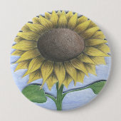 Mooie zonnebloemptekening ronde button 4,0 cm (Voorkant)