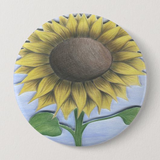 Mooie zonnebloemptekening ronde button 4,0 cm (Voorkant)