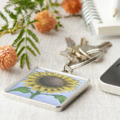 Mooie zonnebloemptekening sleutelhanger (Zijkant)