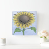 Mooie zonnebloemptekening vierkante klok (Huis)