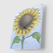 Mooie zonnebloemptekening vierkante klok (Hoek)