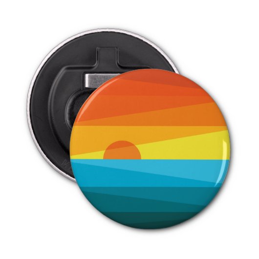 Mooie zonnebrand en Zee golven Button Flesopener (Voorkant)