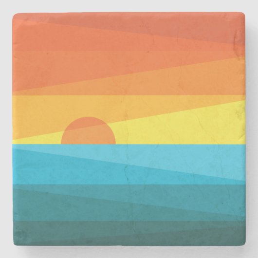 Mooie zonnebrand en Zee golven Stenen Onderzetter (Voorkant)