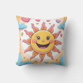 Mooie Zonneschijn en Regenboog Kinderen Patroon Kussen (Voorkant)