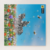 Mooie zonnige dag voor schattige zebra's die op we legpuzzel (Horizontaal)