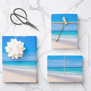 Mooie zonnige tropische strand foto inpakpapier vel