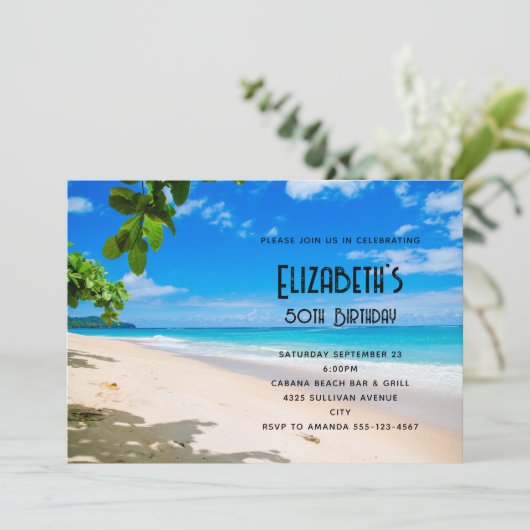 Mooie zonnige tropische strand foto Verjaardag Kaart (Staand voorkant)