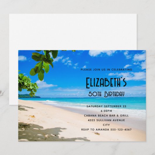 Mooie zonnige tropische strand foto Verjaardag Kaart (Voorkant / Achterkant)