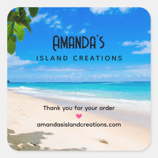 Mooie zonnige tropische strand foto vierkante sticker (Voorkant)