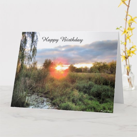 Mooie zonsondergang aan de horizon - Verjaardag Ka Kaart (Gele Bloem)