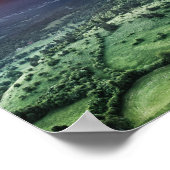 Mooie zonsondergang achter groene velden poster (Hoek)