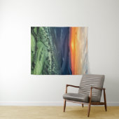 Mooie zonsondergang achter groene velden wandkleed (In Situ (horizontaal))